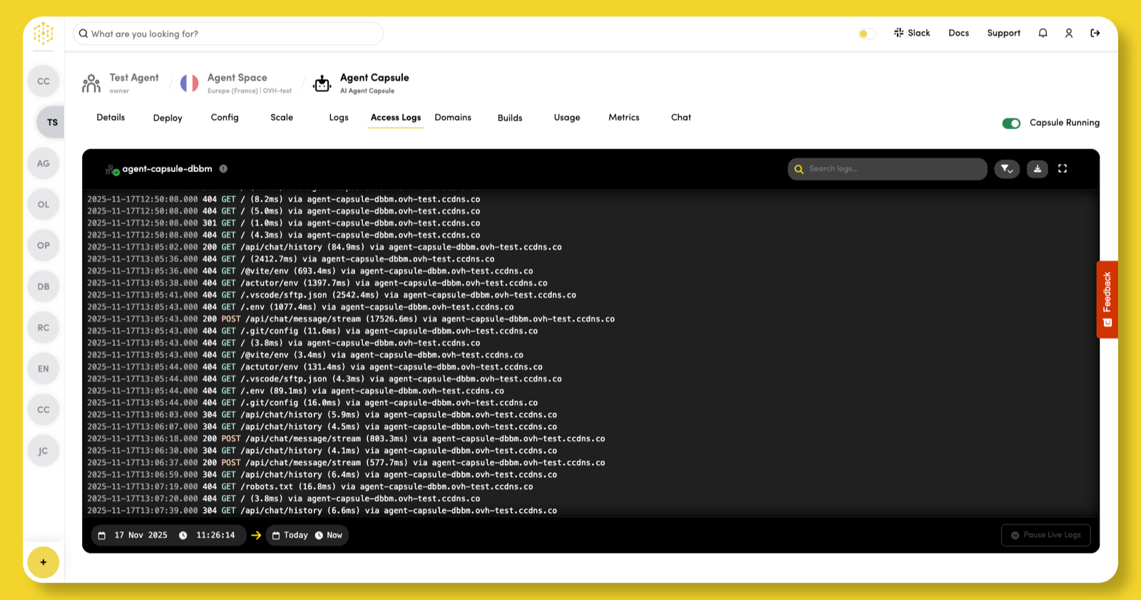 Access Logs Tab