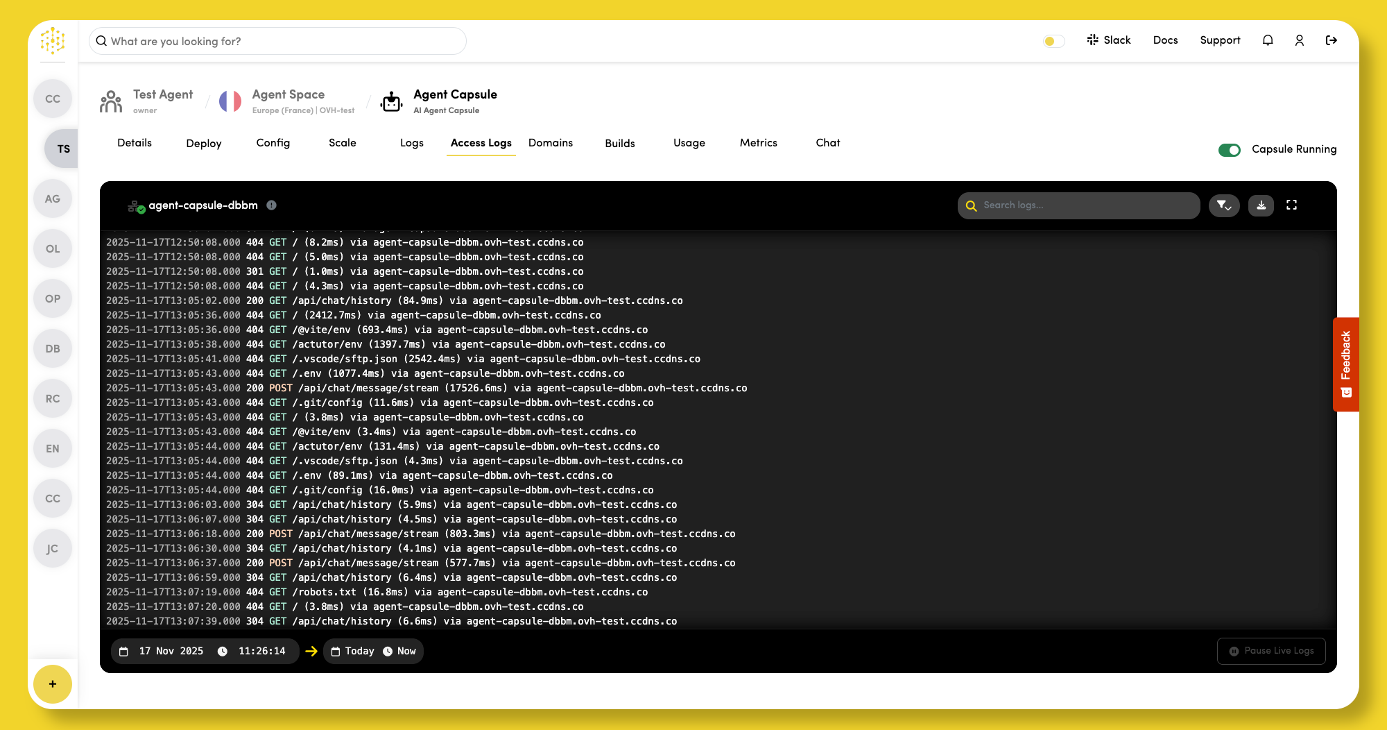 Access Logs Tab