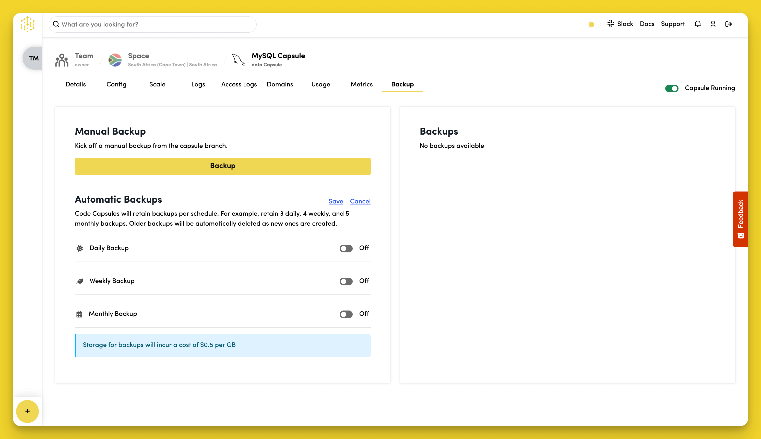Backups Configuration