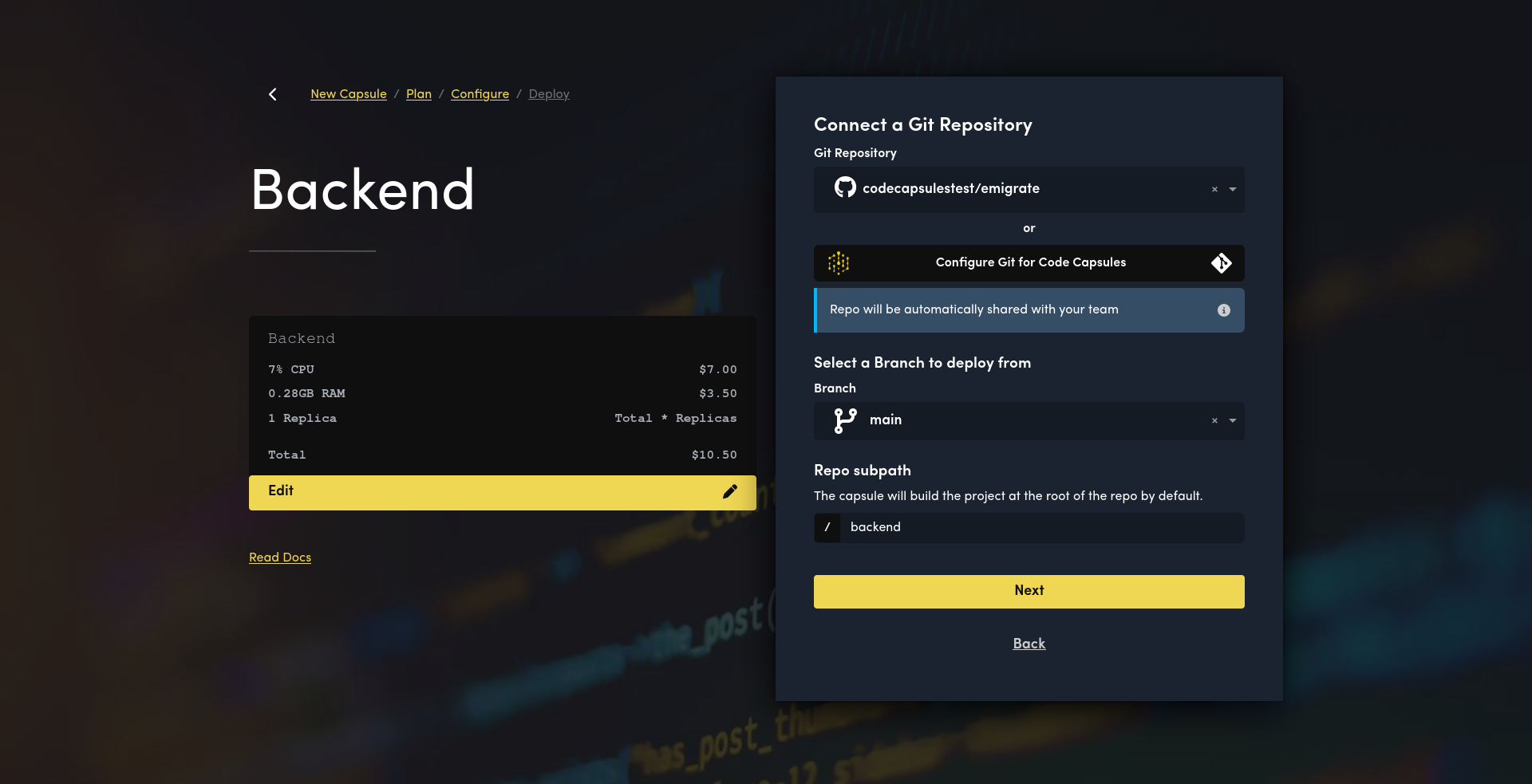 Code Capsules Capsule path
