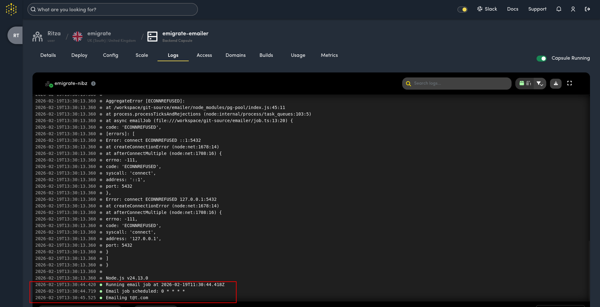 Code Capsules emailer