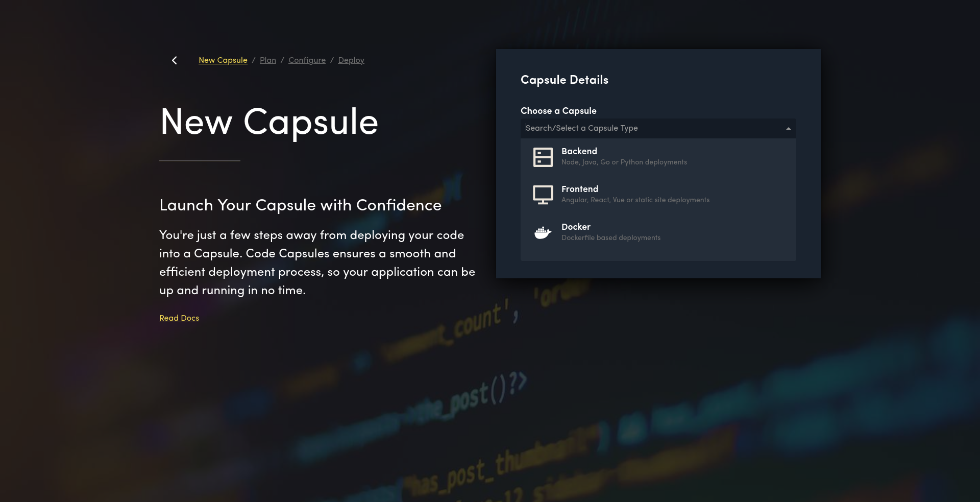 Code Capsules new capsule