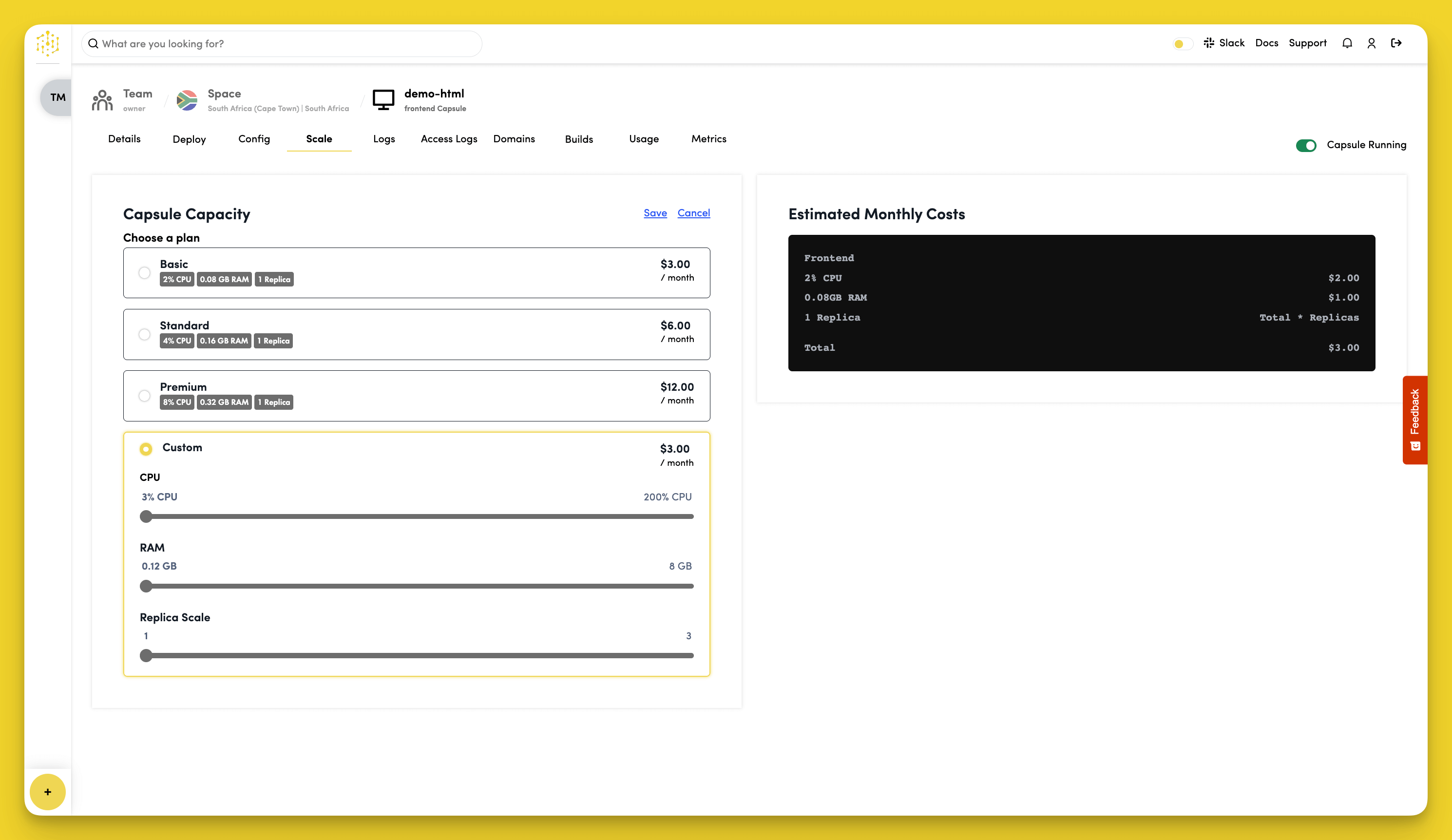 Configure Capsule Capacity