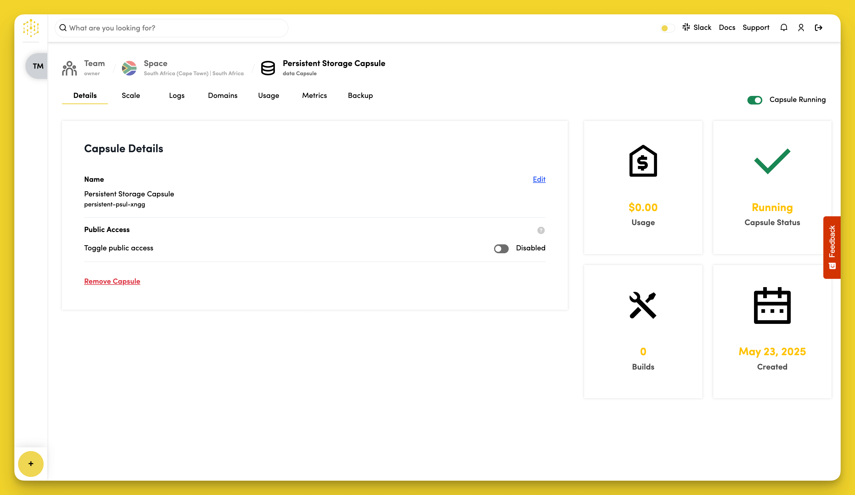 Configure Persistent Storage Capsule